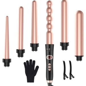 Rose Gold Hair Styling Wand Set with LED Display